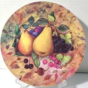 Veritable Porcelain Email De Limoges Set of 4 Fruits Plates